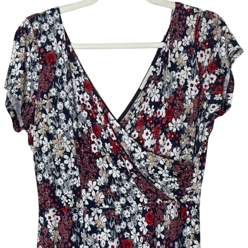 Kaileigh Amandine Floral Surplice Dress XL Short Sleeve V Neck Stretch - Picture 4 of 6